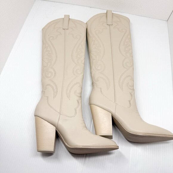 Steve Madden Lasso Cowboy Western Tall Boots Bone Leather Size 7 Women’s NWT - Picture 11 of 12